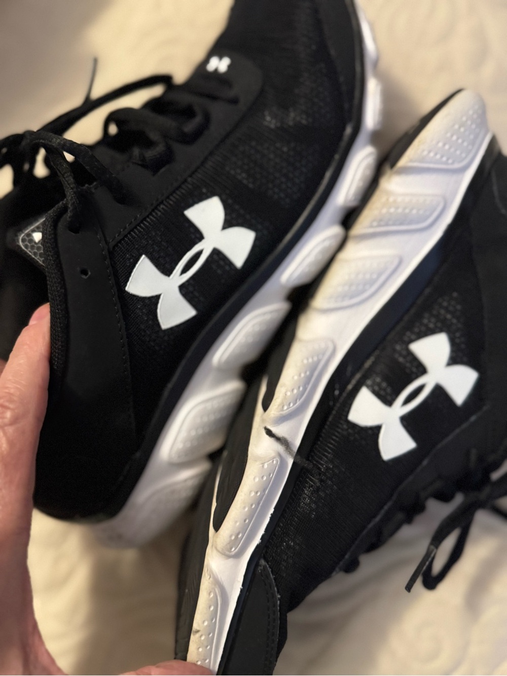 Under Armour Black and White Lace-Up Training Sneakers - Picture 7 of 9
